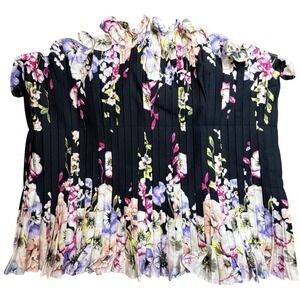 White House Black Market Floral Remix Edges Black Ruffle Bustier Top NWT
